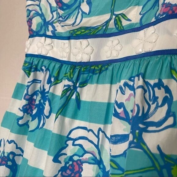 LILLY Pulitzer Langley Floral Beaded Silk Strapless Dress 2 - Picture 3 of 8